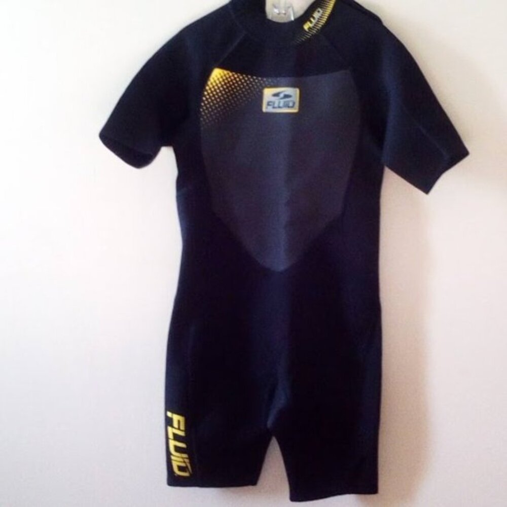 New Fluid Black & Yellow Short Wet Suit Adult Size US XL New With Tags